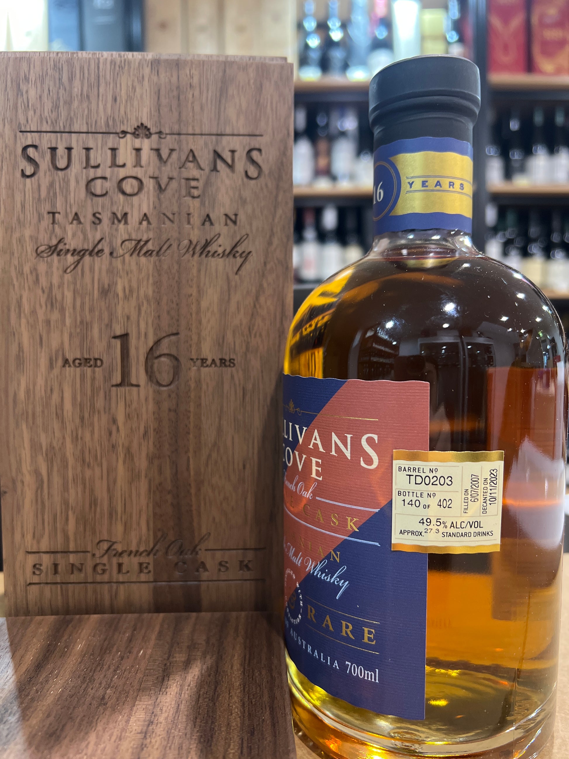 Sullivans Cove Aged 16 Years 'Old & Rare' French Oak Second-Fill Whisky (TD0203) 700ml